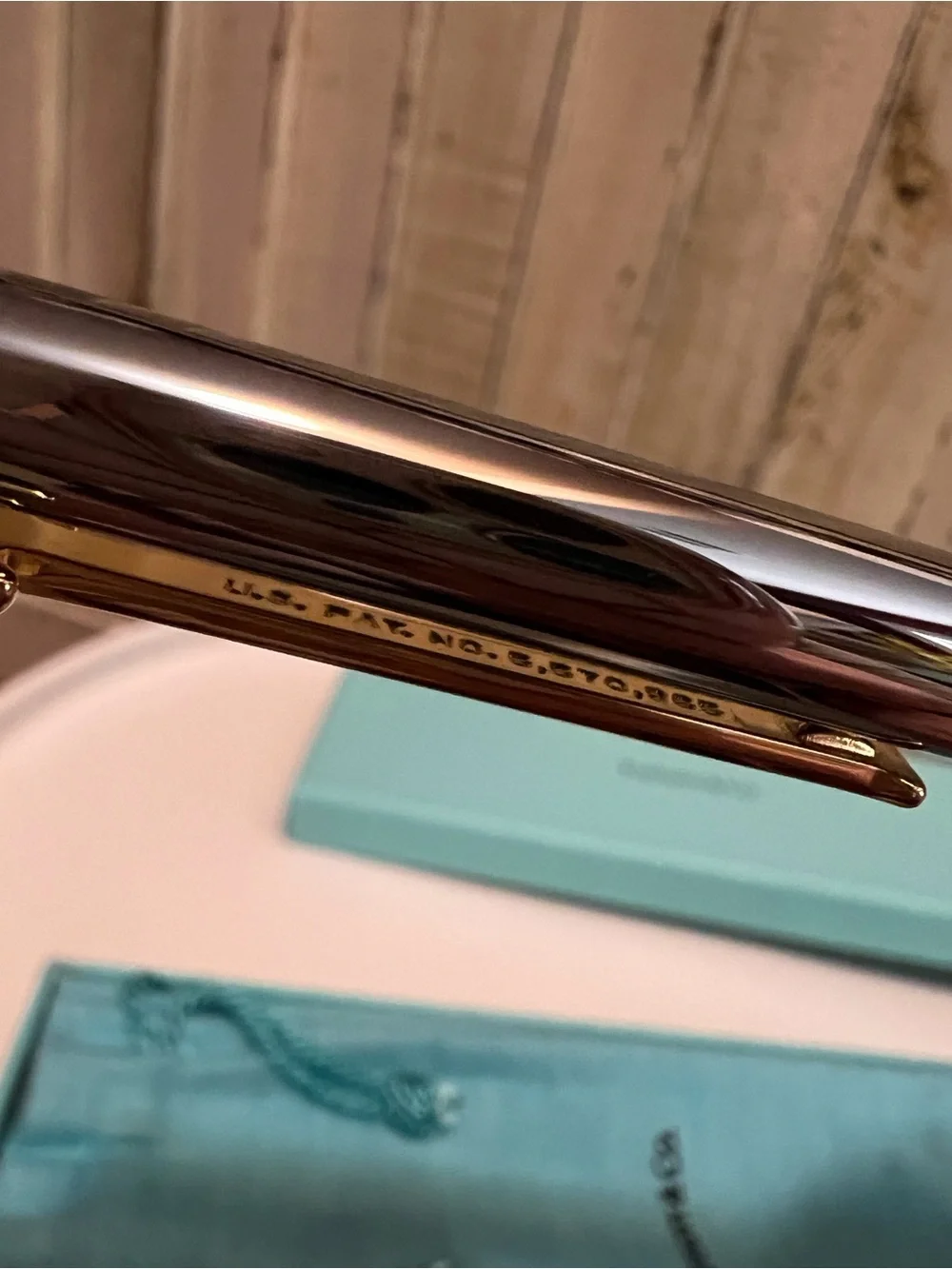Tiffany & Co. T-Clip Ballpoint Pen, Sterling Silver & Gold Accent, Complete Set